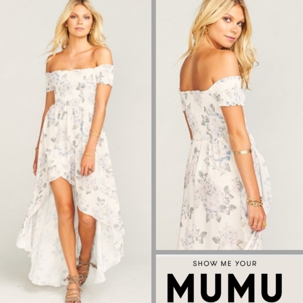 Show Me Your Mumu Willa Off Shoulder Floral Maxi High-Low Dress Size XS